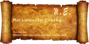 Marianovits Etelka névjegykártya
